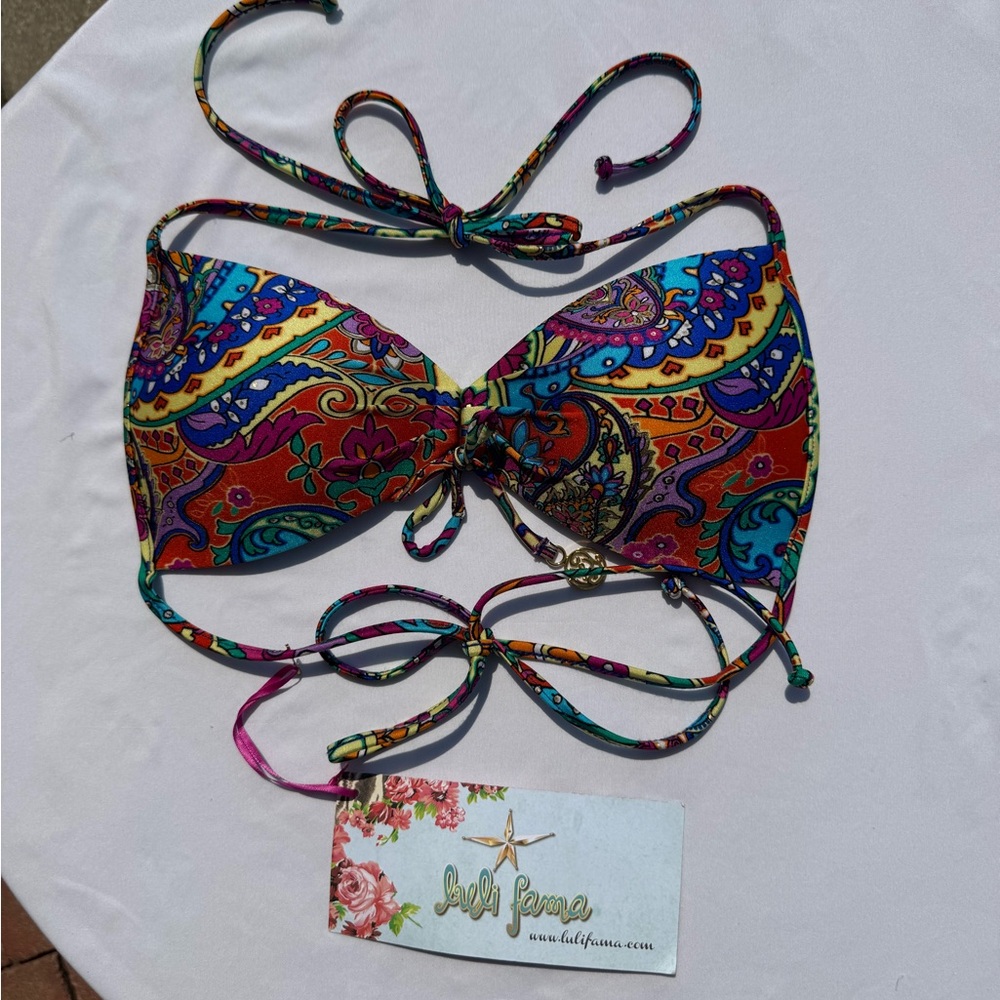 Luli Fama Multicolor Paisley Bikini Top